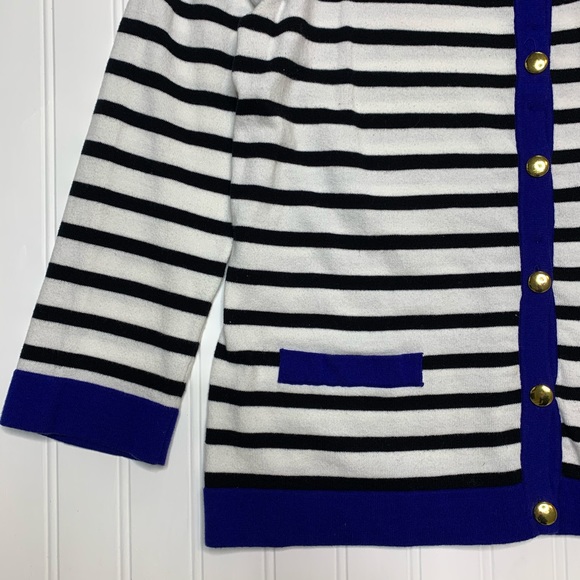 Anthropologie—Cable & Gage—Blue & White Cardigan - Picture 3 of 14